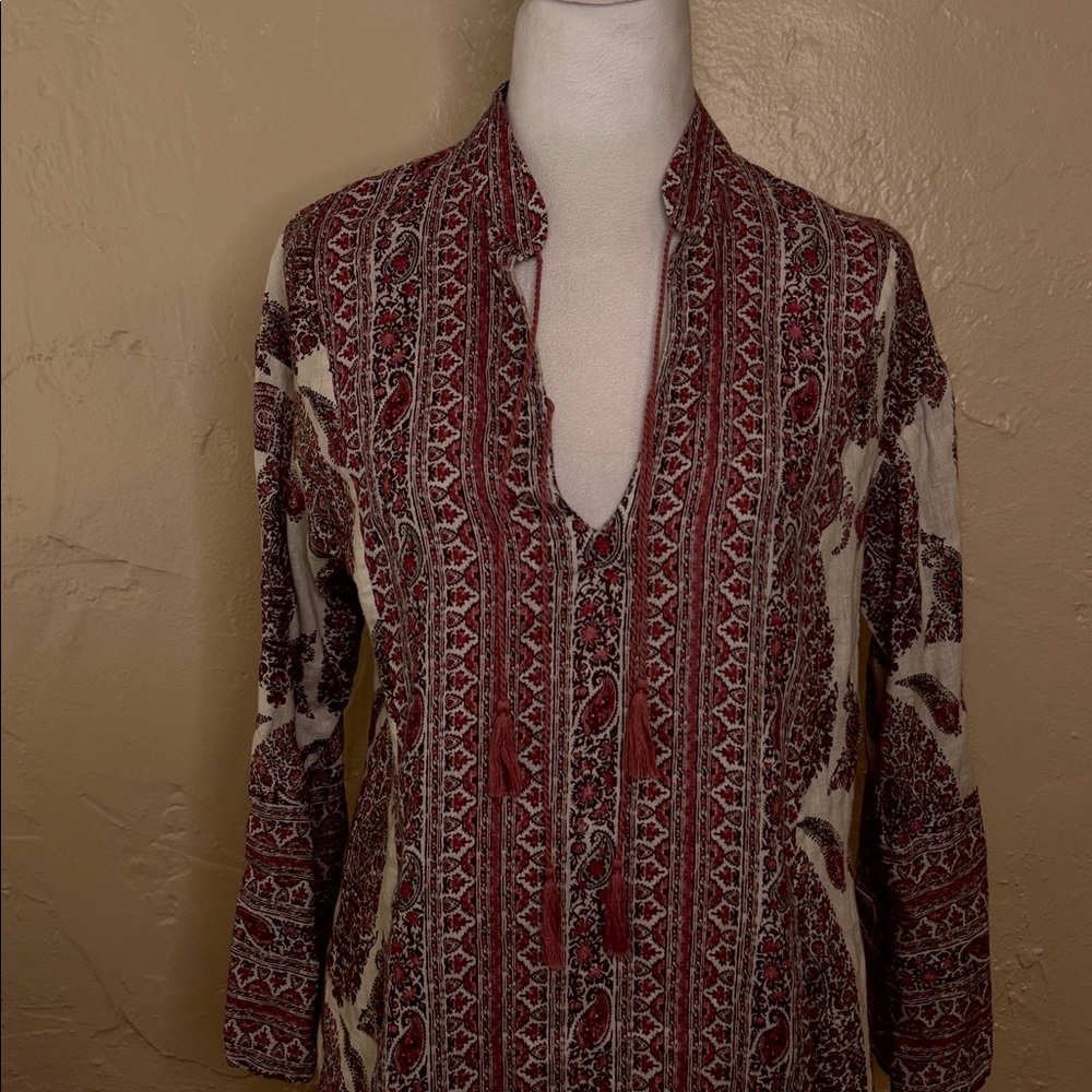 BOTEH Calico Linen Paisley Print Tunic Dress - Picture 8 of 12